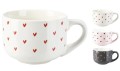 Kubek ceramiczny 450 ml w serduszka - elegancki idealny na kawę lub herbatę