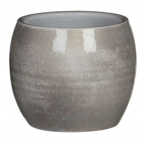 Doniczka ceramiczna dekoracyjna jasnoszara 14x16cm