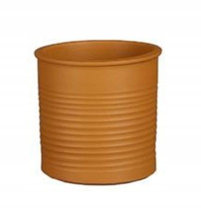 Doniczka jasnobrązowa industrialna 10,5x12cm ceramiczna