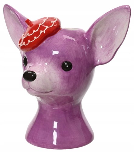 Wazon dolomitowy chihuahua 22,5x14,5x17,5cm Liliowy dekoracyjny