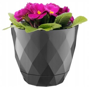 Osłonka antracyt plastikowa 15x17,5cm doniczka z podstawką 