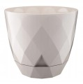 Osłonka beżowa plastikowa 19,5x22cm doniczka z podstawką uniwersalna