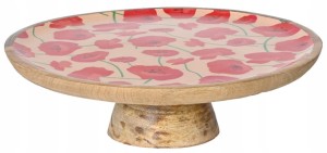 Drewniana patera na ciasto 9,5x27,5cm Dekoracyjna z kwiatowym wzorem