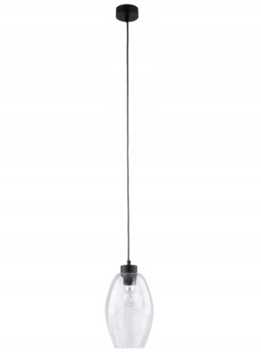 Lampa sufitowa wisząca 1xE27 170cm Czarna ze szklanym kloszem Sebo