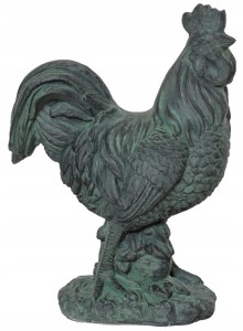 Figurka ogrodowa kogut 21x38x50cm Dekoracyjna antyczna zieleń