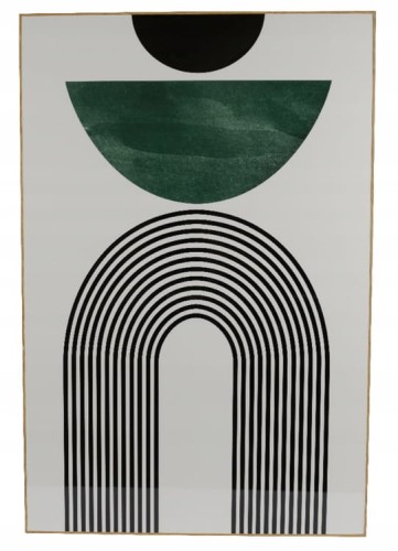 Obraz w zielono-czarnych tonach z brązową ramą MDF 60x90cm