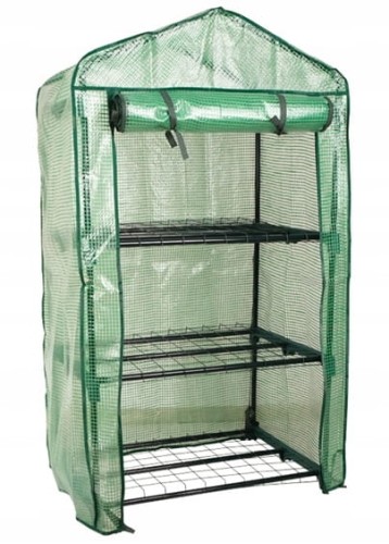 Miniszklarnia balkonowa ogrodowa z pólkami 69x49x25cm Zielona na warzywa