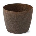 Doniczka plastikowa brązowa 14x11cm w pionowe prążki