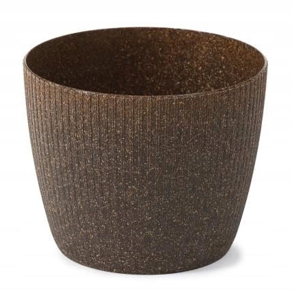 Doniczka plastikowa brązowa 14x11cm w pionowe prążki Magnolia