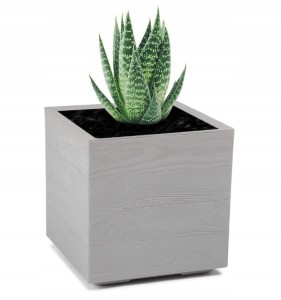 Skrzynka drewniana na kółkach szara ogrodowa 39x39cm Karo Eco