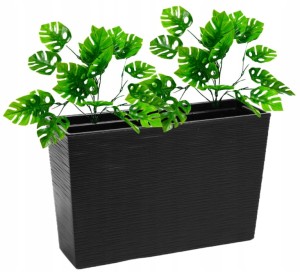 Doniczka podłużna wysoka dłuto 19x56x36,5cm Czarny kwietnik + wkład Werbena