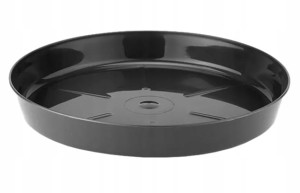Podstawka pod doniczkę Czarna 19,7x2,9cm Plastikowa błyszcząca