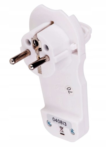 Wtyczka płaska z uchwytem biała 7mm 2P+Z 16 A, 3500W Z uziemieniem