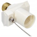 Adapter oprawki E27 z wyłącznikiem i łańcuszkiem Biały