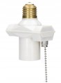 Adapter oprawki E27 z wyłącznikiem i łańcuszkiem Biały