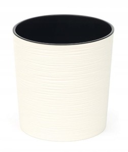 Doniczka kremowa dłuto 25cm okrągła dekoracyjna plastikowa Malwa