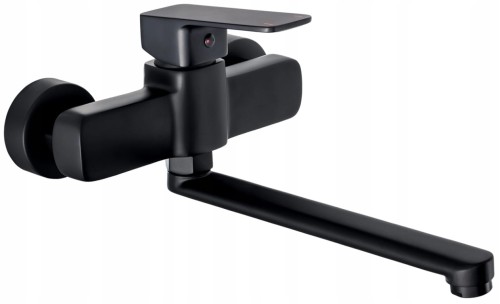 Bateria zlewozmywakowa ścienna obrotowa 28,8cm kuchenna mosiężna czarna MARO