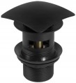 Kwadratowy czarny korek click-clack do umywalki lub bidetu z przelewem 1 1/4''
