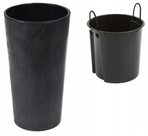 Doniczka czarna imitacja betonu 29,5x57cm + wkład dekoracyjna plastikowa Lilia