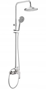 Deszczownica natynkowa z baterią prysznicową Chromowana srebrna CORIO 