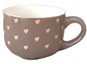 Kubek ceramiczny 450 ml w serduszka - elegancki idealny na kawę lub herbatę