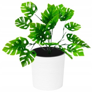 Doniczka plastikowa biała 25,6x25cm dekoracyjna z wkładem Malwa