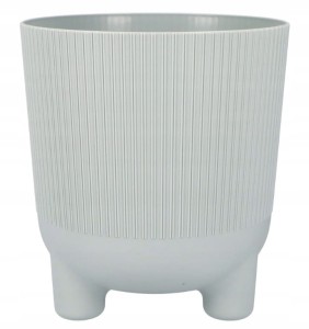 Doniczka jasnoszara na nóżkach 15x14 cm dekoracyjna plastikowa Aria
