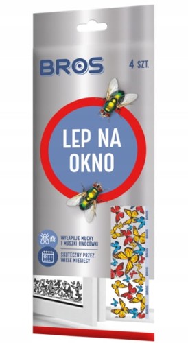 Bros Zestaw 4 lepów na muchy na okno Skuteczna pułapka na owady