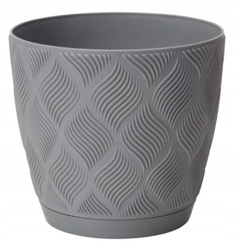 Doniczka platynowa 13,7x14,8cm ECO plastikowa z podstawką Flow Petit