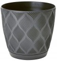 Doniczka antracytowa eco 21x22,5cm klasyczna plastikowa z podstawką