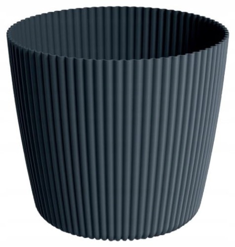 Doniczka antracytowa 14,6x12,9cm plastikowa klasyczna Milly Round