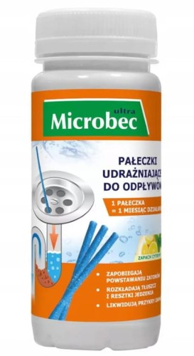 Pałeczki udrażniające do odpływów 12 sztuk MICROBEC ULTRA