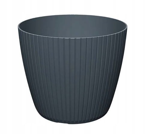 Doniczka plastikowa antracytowa 13,8x11,5 cm osłonka prążkowana na kwiaty Lamia