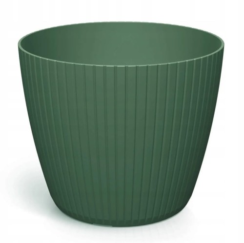 Doniczka plastikowa zielona 13,8x11,5 cm osłonka prążkowana Lamia