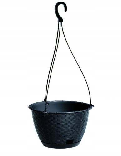 Doniczka wisząca balkonowa antracytowa plastikowa 21,7x14,2 cm Ratolla