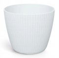 Doniczka plastikowa biała 13,8x11,5 cm osłonka prążkowana na kwiaty Lamia