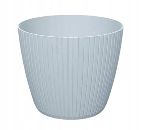 Doniczka plastikowa jasnoszara 13,8x11,5 cm osłonka prążkowana na kwiaty Lamia 