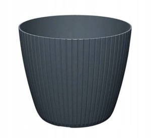 Doniczka plastikowa antracytowa 17,8x14,9 cm osłonka prążkowana na kwiaty Lamia