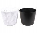 Doniczka biała żłobiona 18,9x16,5 cm plastikowa elegancka osłonka Sandy Round
