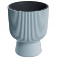 Doniczka szara prążkowana na nóżce plastikowa 23,9x30,5 cm osłonka Milly