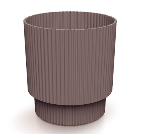 Doniczka brudny róż prążkowana na nóżce plastikowa 13,8x12,8 cm osłonka Milly Round