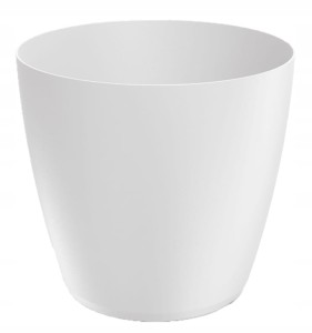 Doniczka biała matowa plastikowa 19,8x18,2cm osłonka gładka Mate