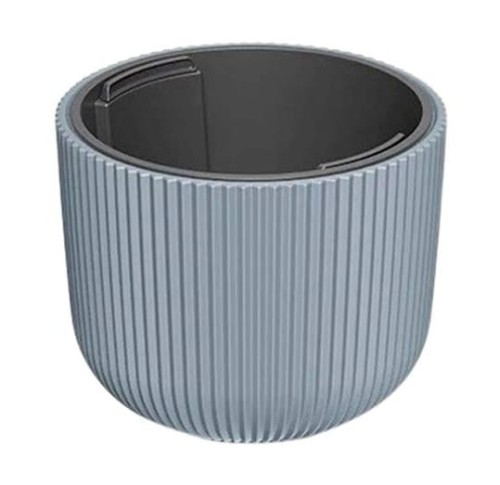 Doniczka szara prążkowana okrągła plastikowa 29,8x25,7 cm z wkładem Milly
