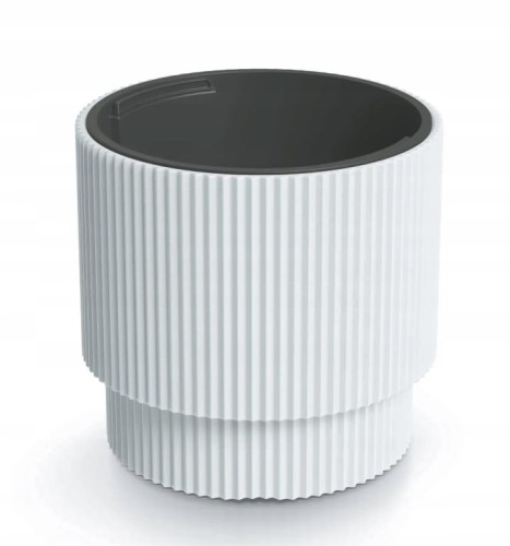 Doniczka biała prążkowana plastikowa 29,8x28,5 cm z wkładem Milly 