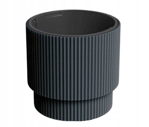 Doniczka antracytowa prążkowana plastikowa 29,8x28,5 cm osłonka z wkładem Milly