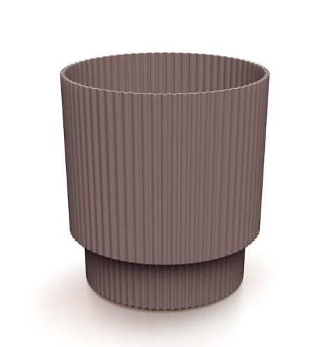 Doniczka brudny róż prążkowana plastikowa 15,7x14,6 cm ozdobna Milly Round