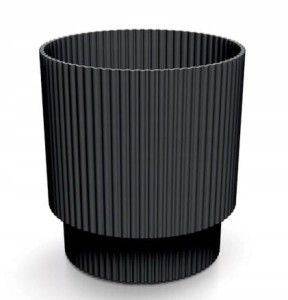 Doniczka czarna prążkowana plastikowa 15,7x14,6 cm dekoracyjna Milly Round