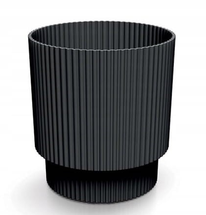 Doniczka czarna prążkowana plastikowa 15,7x14,6 cm dekoracyjna Milly Round