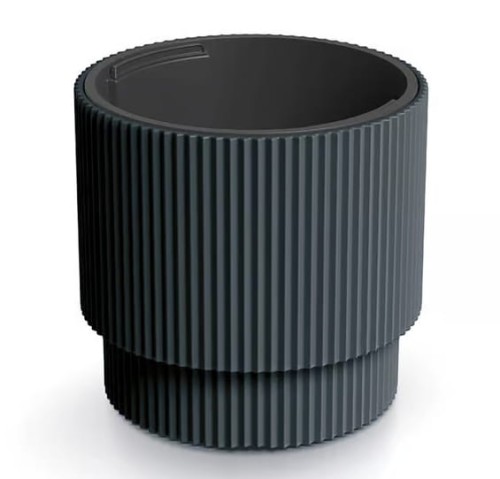 Doniczka antracytowa prążkowana na nóżce plastikowa 39,5x37,5 cm Milly 