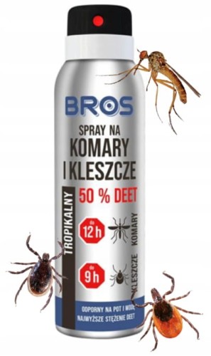 BROS Spray na komary i kleszcze tropikalny 90ml Skuteczny aerozol